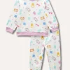 Blukids Set pigiama lungo in puro cotone stampato neonata- Pigiami