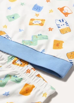 Blukids Set pigiama lungo in puro cotone stampato neonato- Pigiami