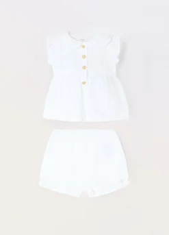 Blukids Set vestito + culotte in puro cotone sangallo neonata- Completini