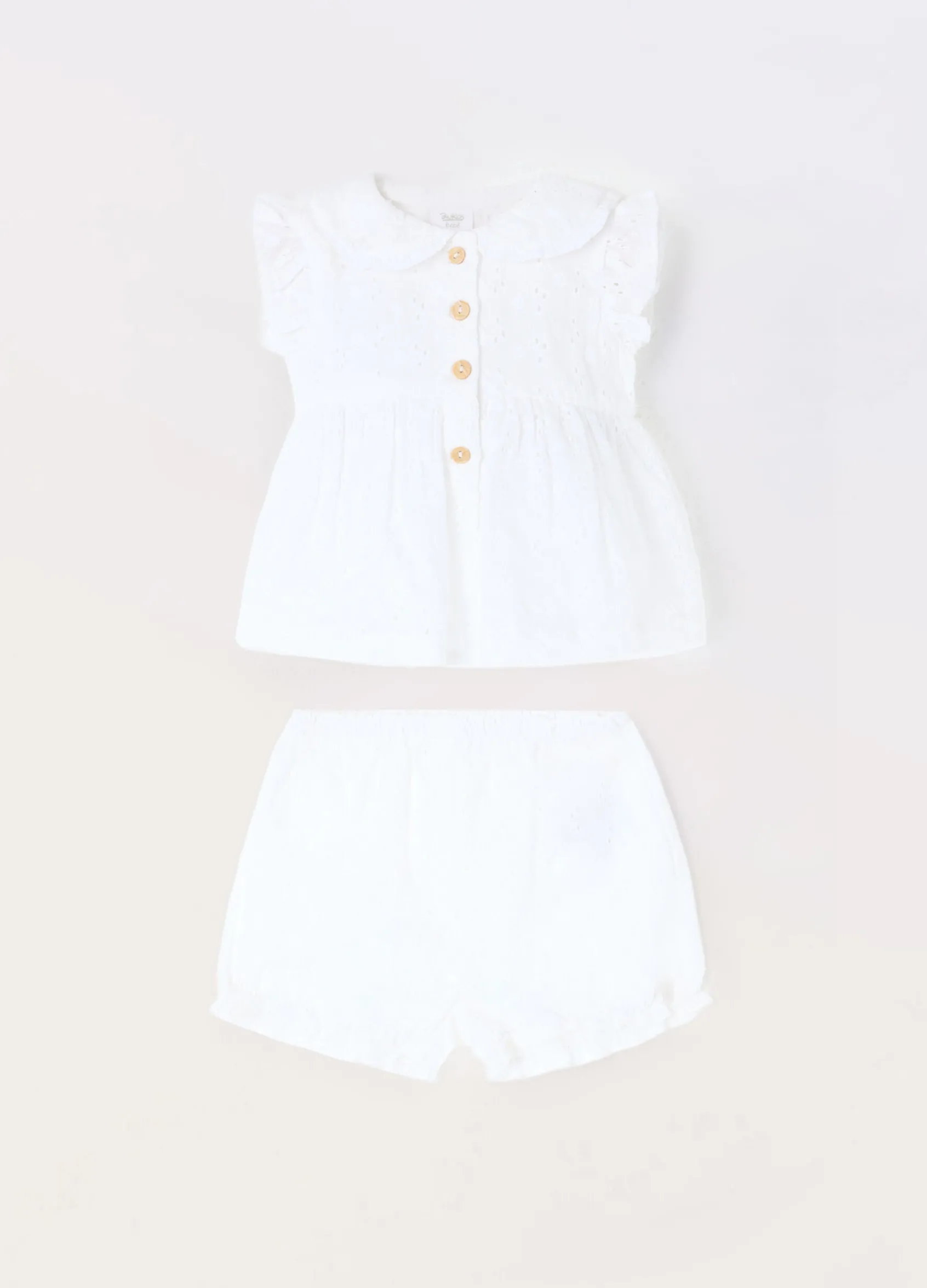 Blukids Set vestito + culotte in puro cotone sangallo neonata- Completini