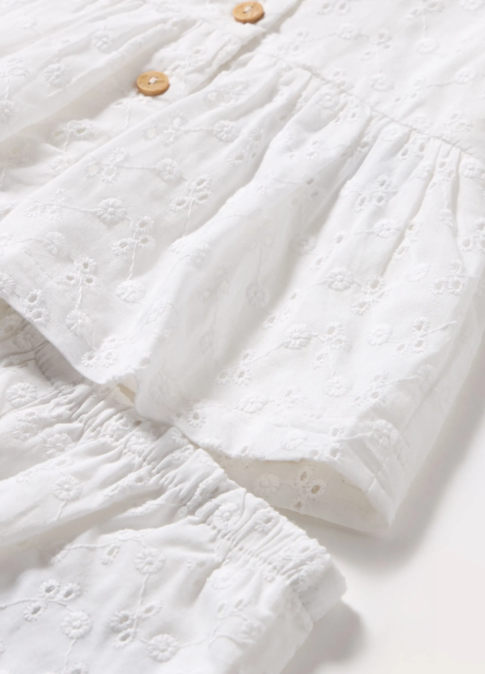 Blukids Set vestito + culotte in puro cotone sangallo neonata- Completini