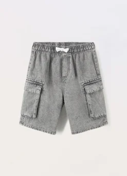 Blukids Shorts cardo in denim di misto cotone ragazzo- Jeans