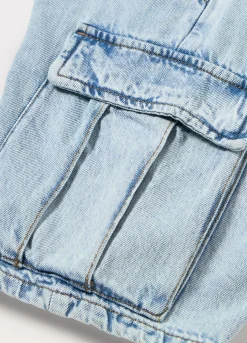 Blukids Shorts cargo in denim di misto viscosa ragazzo- Pantaloni