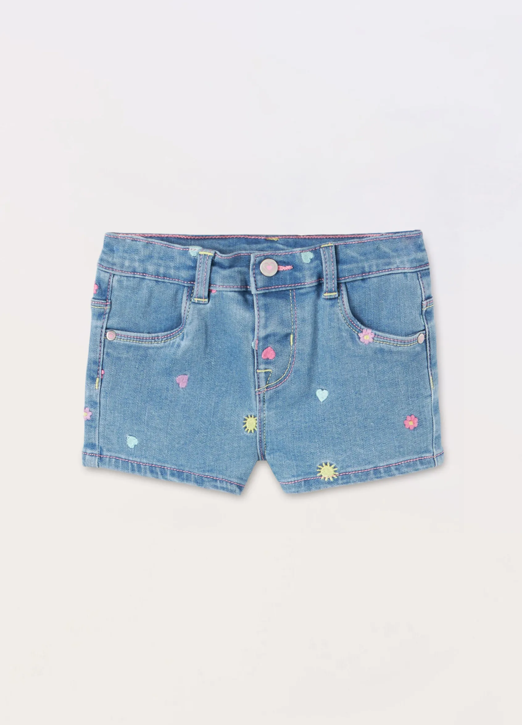 Blukids Shorts in denim di misto cotone neonata- Pantaloni