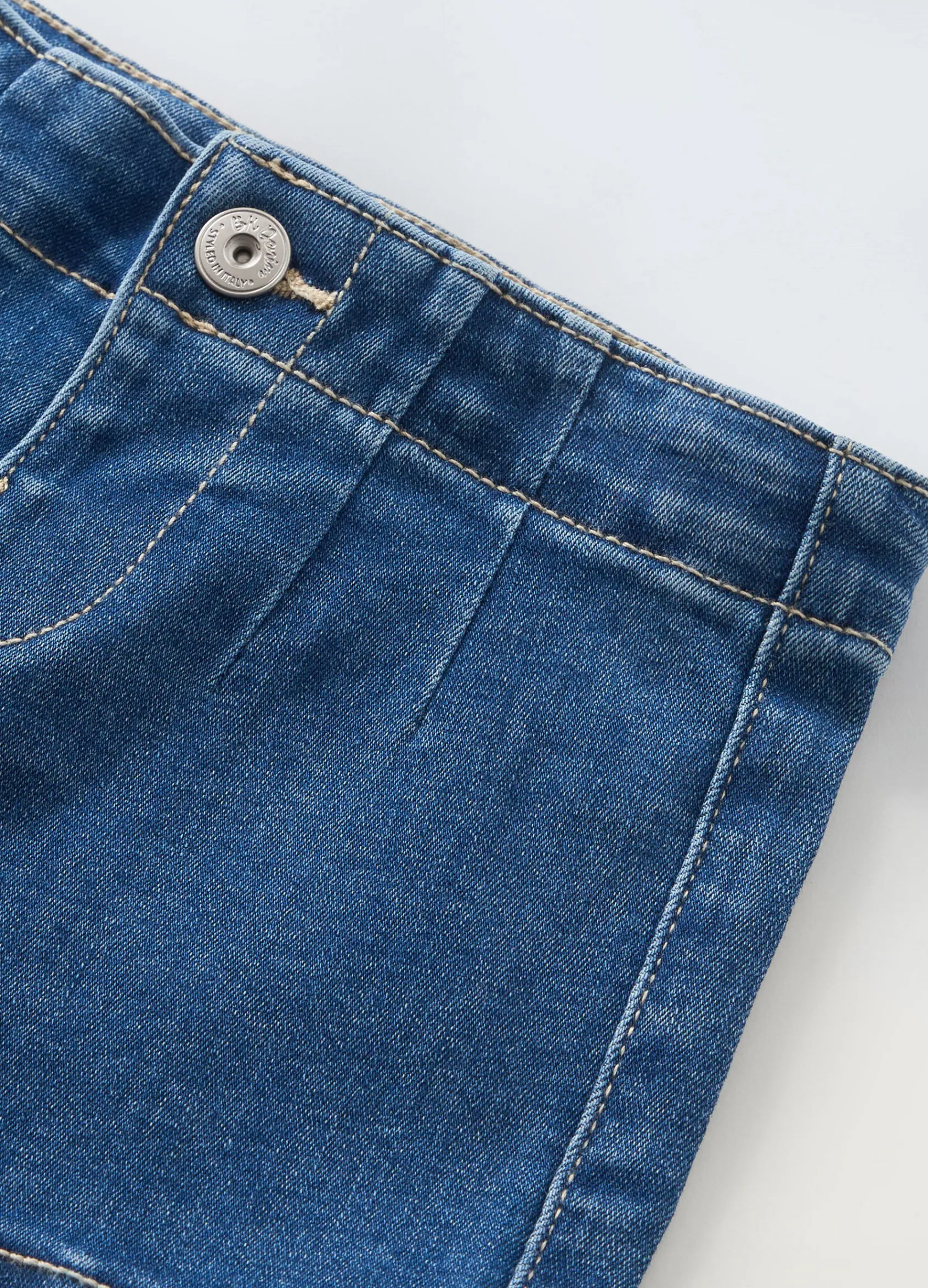 Blukids Shorts in denim di misto cotone neonata- Jeans