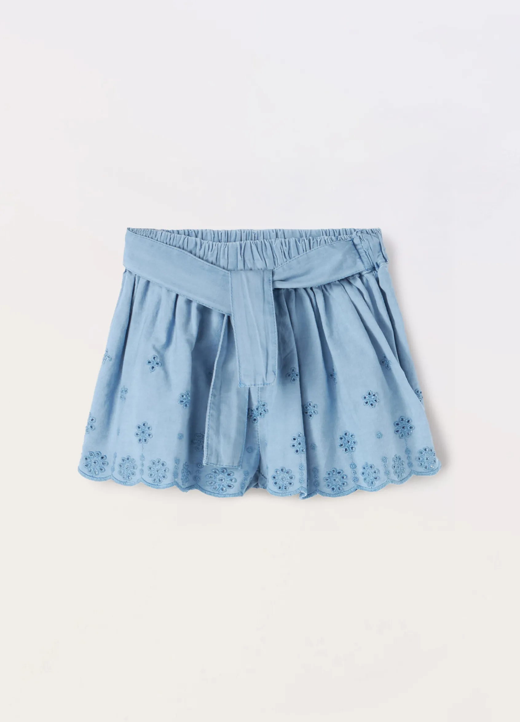 Blukids Shorts in denim di puro cotone neonata- Pantaloni