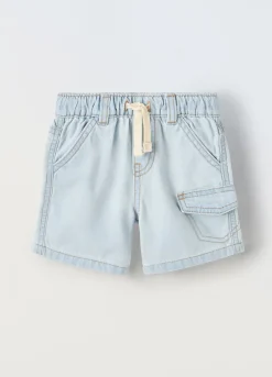 Blukids Shorts in denim di puro cotone neonato- Jeans