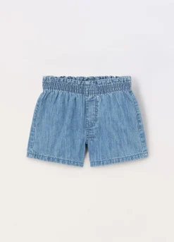 Blukids Shorts in denim di puro cotone bambina- Pantaloni