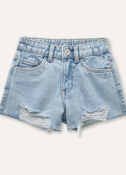 Blukids Shorts in strappato bambina- Jeans