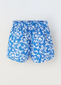 Blukids Shorts in misto lino bambina- Pantaloni