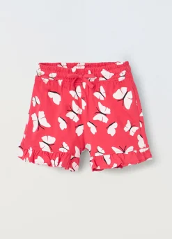 Blukids Shorts in puro cotone con stampa bambina- Pantaloni