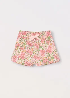 Blukids Shorts in puro cotone con stampa bambina- Pantaloni