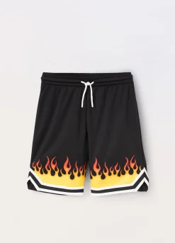 Blukids Shorts in tessuto mesh con stampa ragazzo- Pantaloni