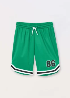 Blukids Shorts in tessuto mesh con stampa ragazzo- Pantaloni