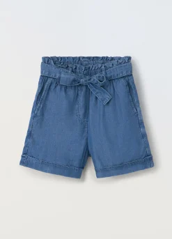Blukids Shorts papperbag in denim di pura lyocell ragazza- Jeans