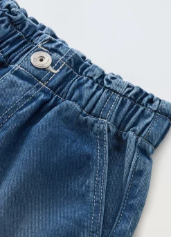 Blukids Shorts papperbag in denim di puro cotone bambina- Jeans