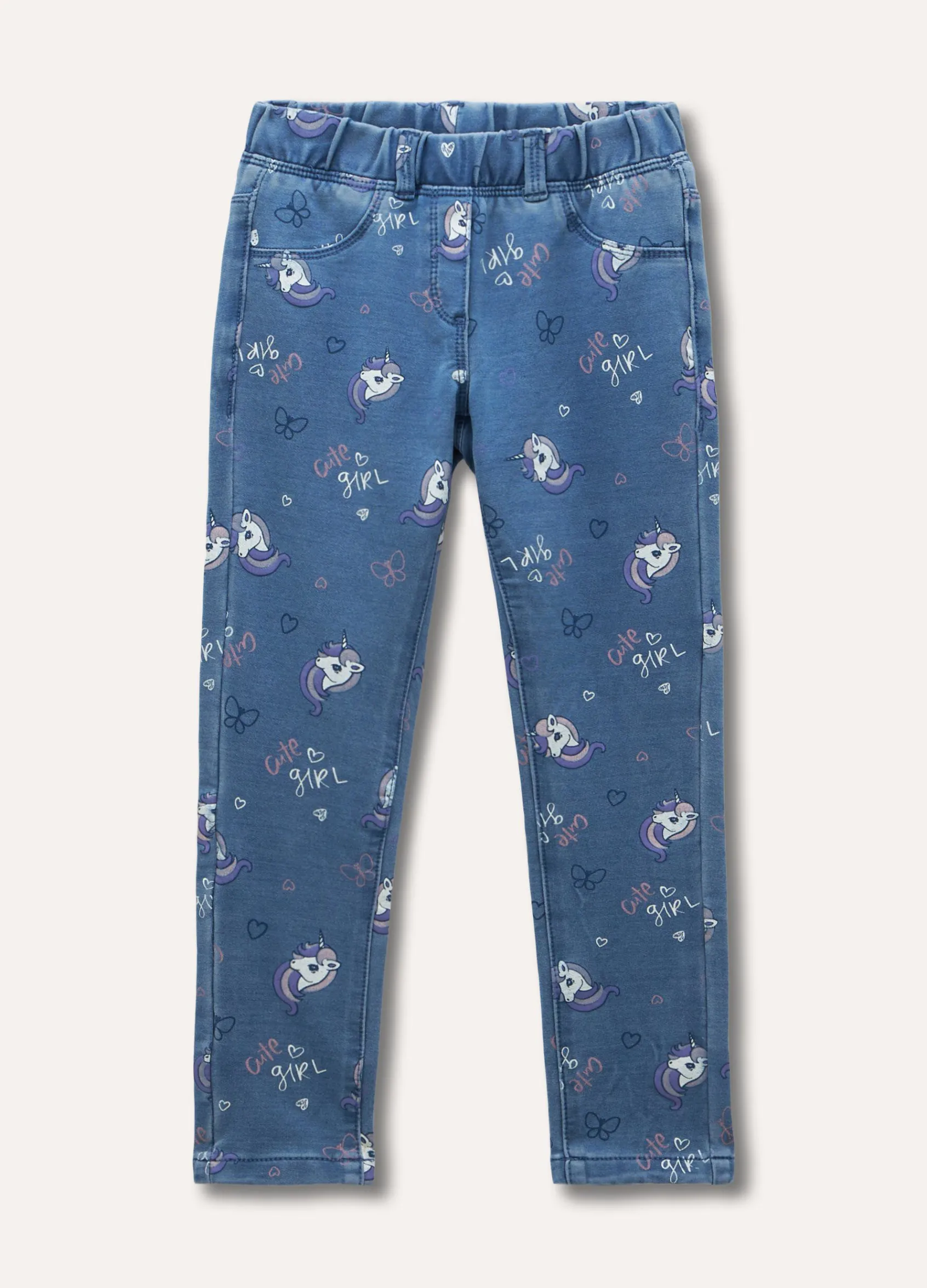 Blukids Treggings denim stampati bambina- Jeans