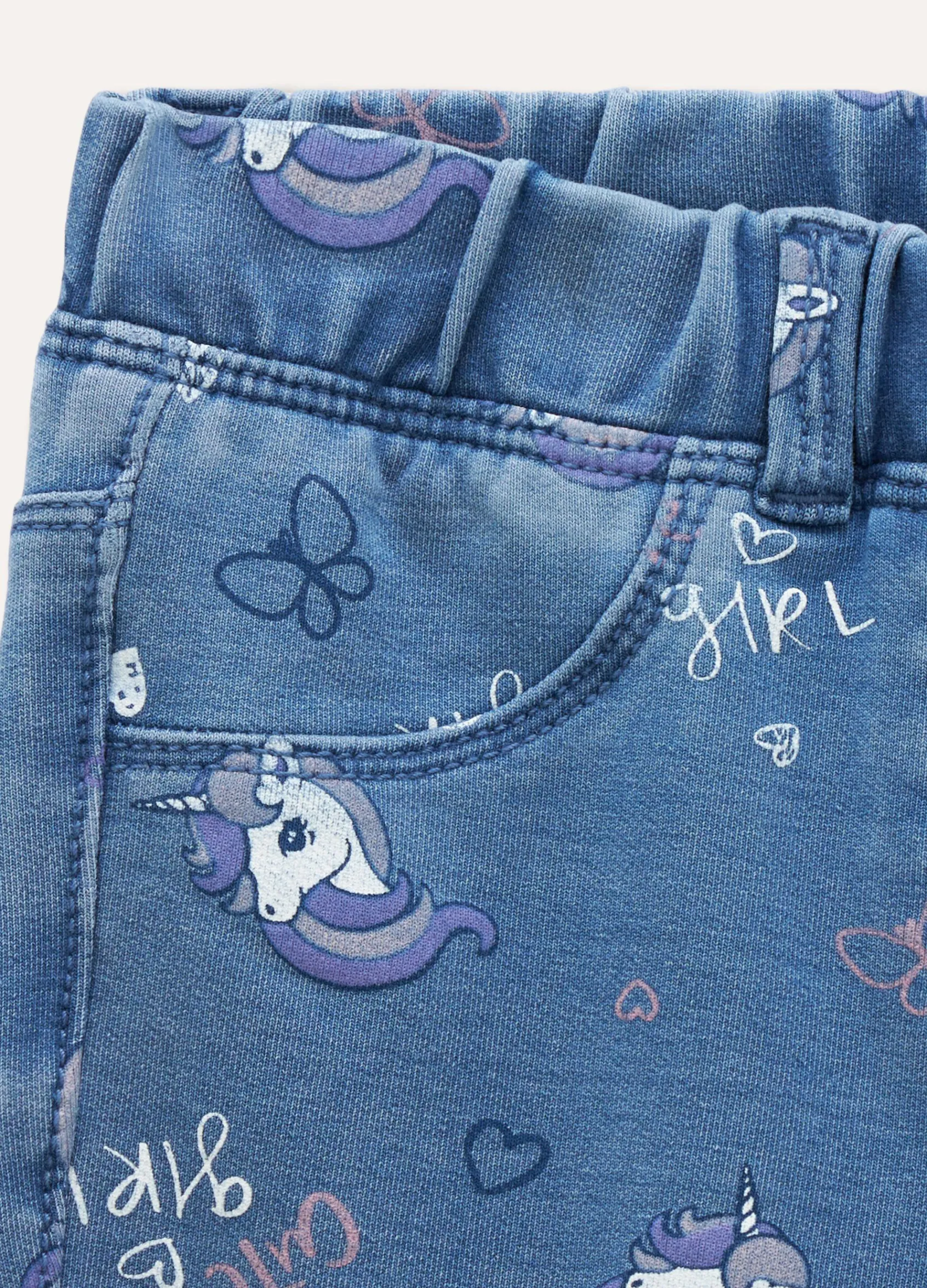 Blukids Treggings denim stampati bambina- Jeans