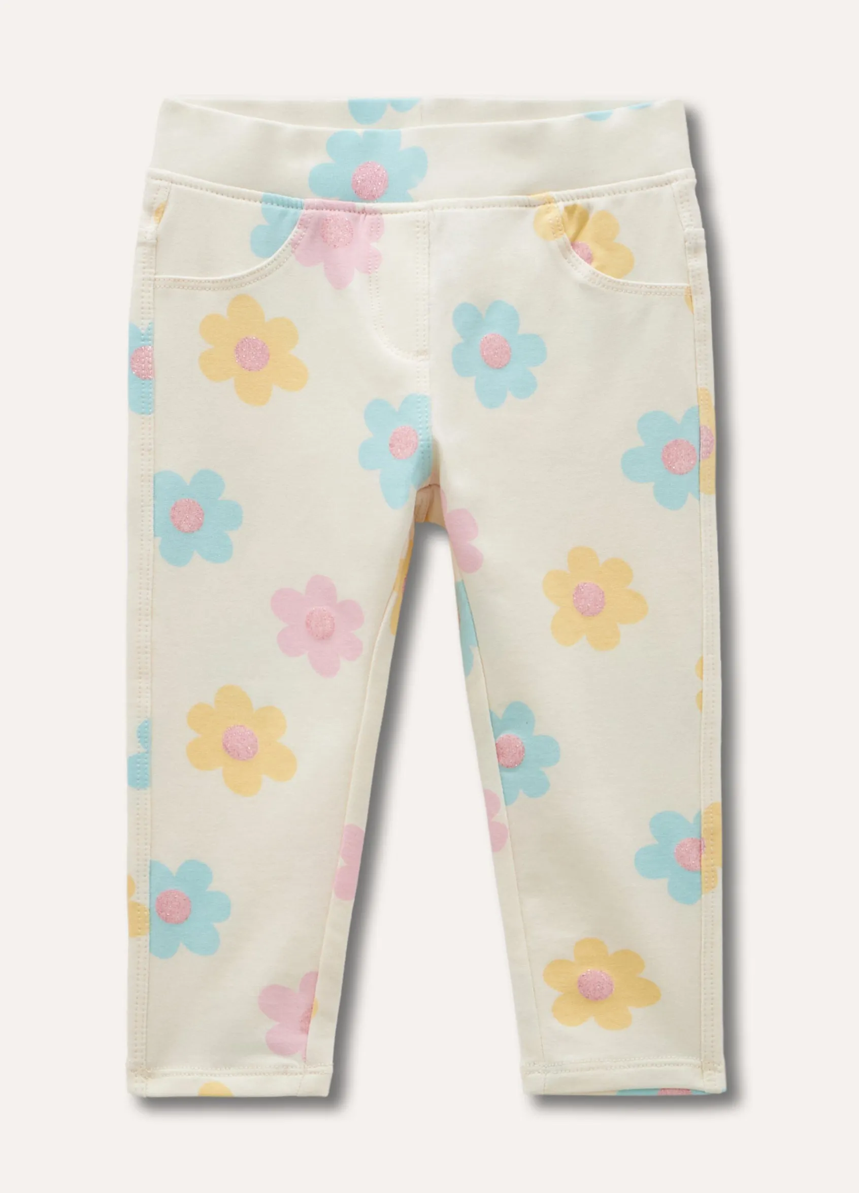 Blukids Treggings in cotone stretch con stampe neonata- Pantaloni