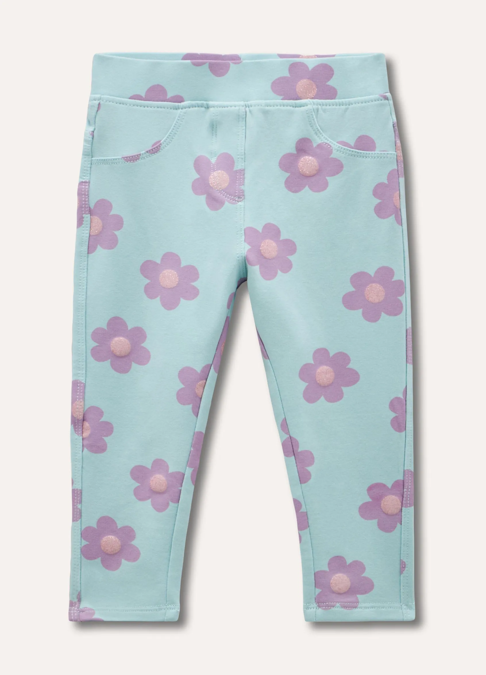 Blukids Treggings in cotone stretch con stampe neonata- Pantaloni