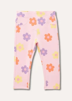 Blukids Treggings in cotone stretch con stampe neonata- Pantaloni