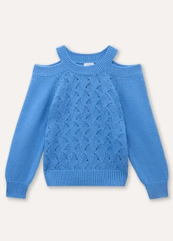 Blukids Tricot con cut out in misto cotone bambina- Maglioni