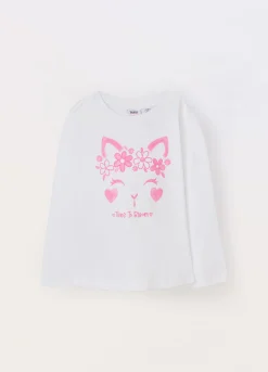 Blukids T-shirt a maniche lunghe in puro cotone con stampa bambina- T-shirt