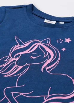 Blukids T-shirt a maniche lunghe in puro cotone con stampa bambina- T-shirt