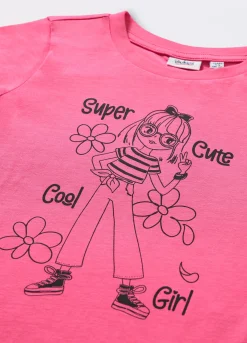 Blukids T-shirt a maniche lunghe in puro cotone con stampa bambina- T-shirt