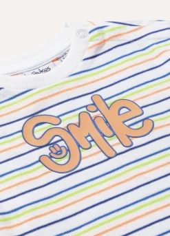 Blukids T-shirt a maniche lunghe in cotone a righe neonato- T-shirt