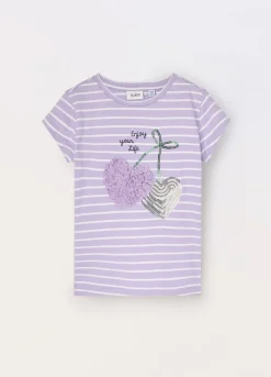Blukids T-shirt a righe in puro cotone bambina- T-shirt