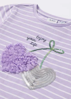 Blukids T-shirt a righe in puro cotone bambina- T-shirt