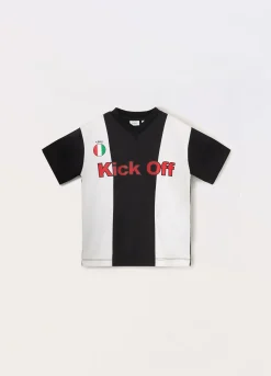 Blukids T-shirt calcio a righe bambino-Bambino T-shirt