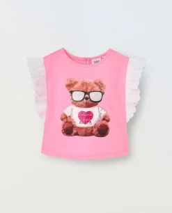 Blukids T-shirt con maniche in sangallo neonata- T-shirt