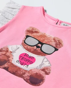 Blukids T-shirt con maniche in sangallo neonata- T-shirt
