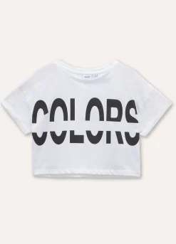 Blukids T-shirt cropped in puro cotone ragazza- T-shirt