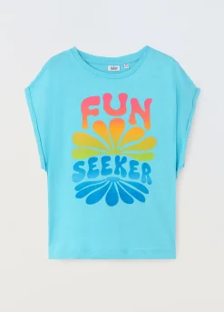 Blukids T-shirt cropped in puro cotone ragazza- T-shirt