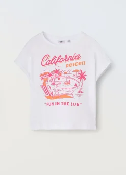 Blukids T-shirt cropped in puro cotone ragazza- T-shirt