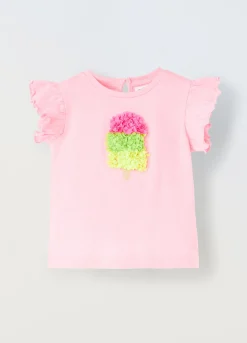 Blukids T-shirt in cotone stretch con maniche ad aletta neonata- T-shirt