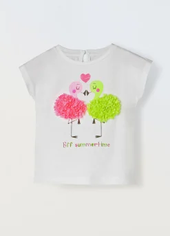 Blukids T-shirt in cotone stretch con applicazioni neonata- T-shirt