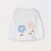 Blukids T-shirt in cotone stretch a maniche lunghe con applicazioni neonata- T-shirt