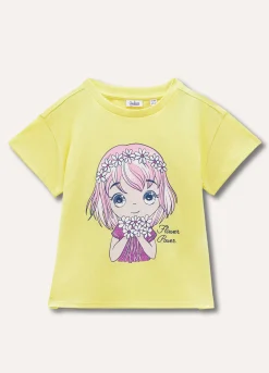 Blukids T-shirt in cotone stretch con stampa bambina- T-shirt
