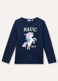 Blukids T-shirt in cotone stretch a maniche lunghe bambina- T-shirt