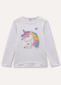 Blukids T-shirt in cotone stretch a maniche lunghe bambina- T-shirt