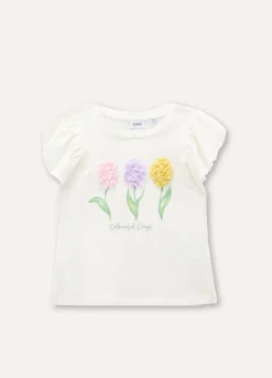 Blukids T-shirt in cotone stretch con applicazioni bambina- T-shirt