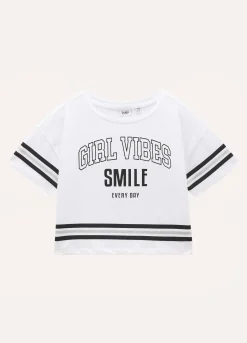 Blukids T-shirt in cotone stretch con stampa ragazza- T-shirt