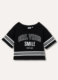 Blukids T-shirt in cotone stretch con stampa ragazza- T-shirt