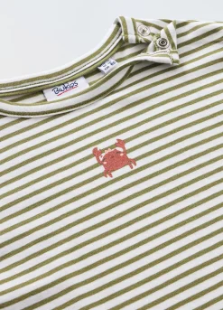 Blukids T-shirt in cotone stretch a righe neonata- T-shirt