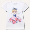 Blukids T-shirt in puro cotone con stampa glitter bambina- T-shirt