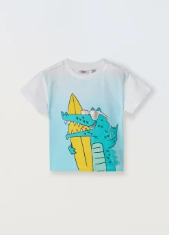 Blukids T-shirt in puro cotone con stampa e applicazioni neonato- T-shirt